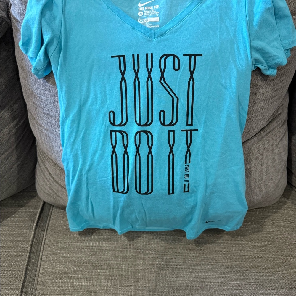 Nike Blue Fitted V-Neck Tee